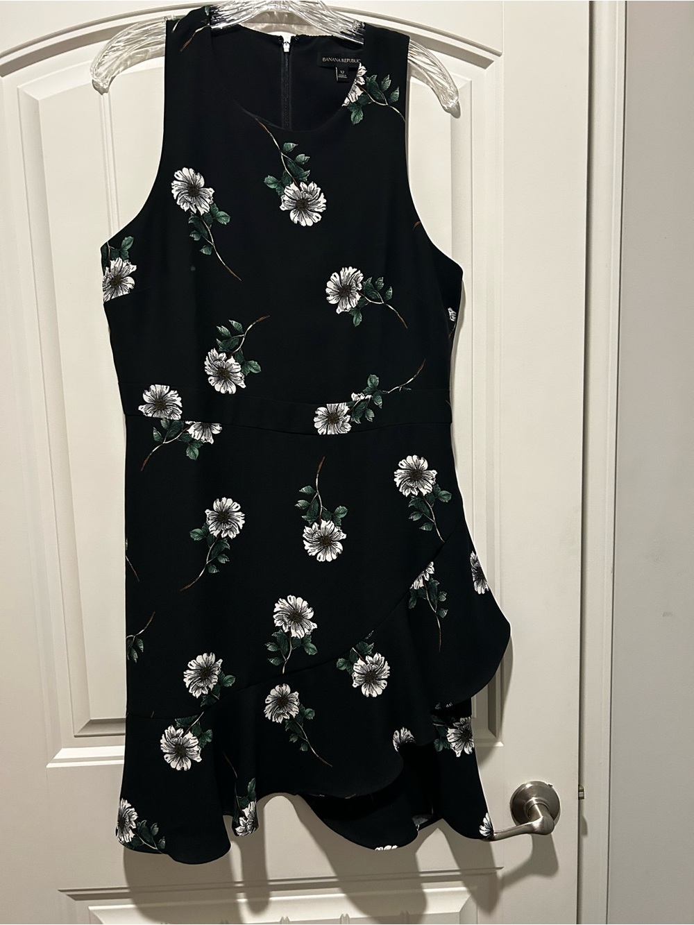 Banana Republic Black Floral High-Low Ruffle Dress